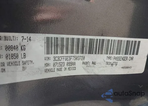 2015 Fiat 500E Battery Electric из США, поврежденный, VIN 3C3CFFGE5FT503720